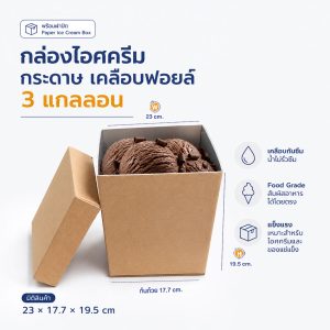 กล่องไอศครีม ขนาด 3 แกลลอน ไซส์ L (ขายพร้อมฝา)
