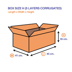 กล่องไปรษณีย์ H ขนาด 45 x 41 x 35 ซม.(ลูกฟูก 5 ชั้น)