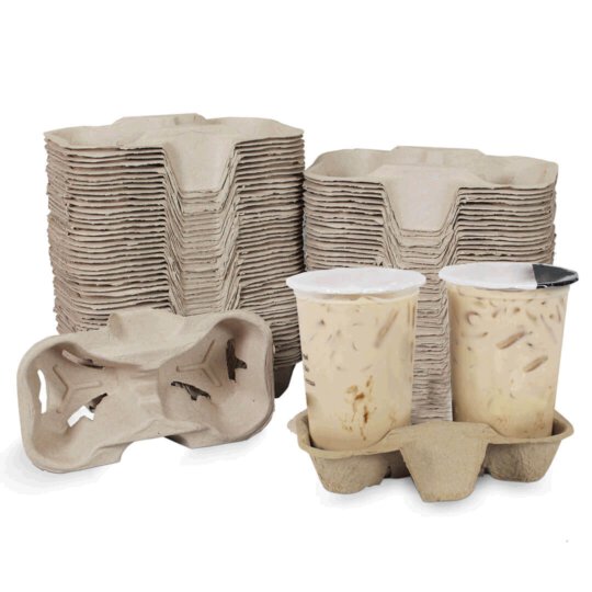 ถาดกระดาษใส่แก้ว 2 ช่อง