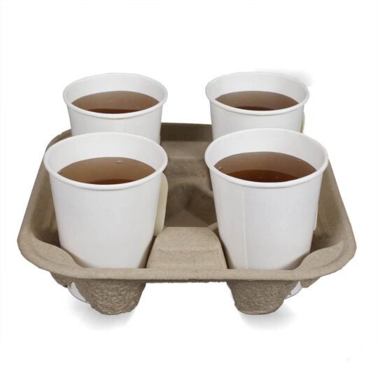 ถาดกระดาษใส่แก้ว 4 ช่อง