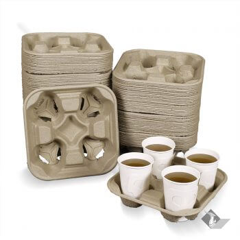 ถาดกระดาษใส่แก้ว 4 ช่อง