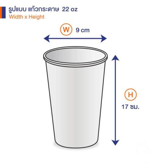 แก้วกระดาษ สีขาว 22 ออนซ์