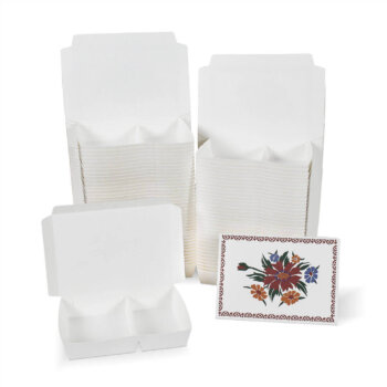 กล่องกระดาษใส่อาหาร 2 ช่อง ลายดอกไม้