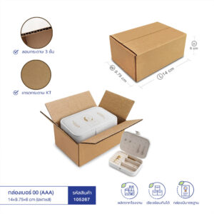 กล่องกระดาษลูกฟูก เบอร์ 00(AAA) 14x9.75x6 cm กล่องกระดาษลูกฟูก เบอร์ 00(AAA) 14x9.75x6 cm