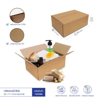 กล่องกระดาษลูกฟูก เบอร์ B(ข) 25x17x9 cm