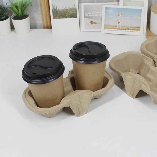 ถาดกระดาษใส่แก้ว 2 ช่อง Size L