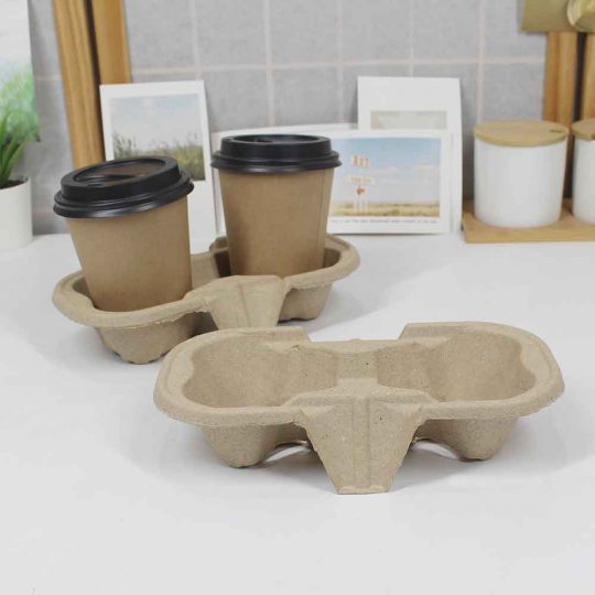 ถาดกระดาษใส่แก้ว 2 ช่อง Size L