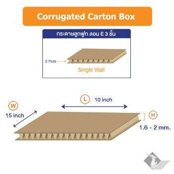 กระดาษลูกฟูก 3 ชั้น ลอน E ขนาด 10×15 นิ้ว