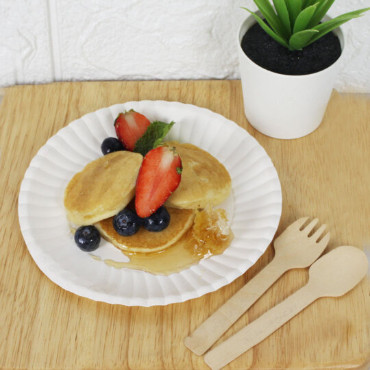 จานกระดาษกลมสีขาว Bio 6 นิ้ว