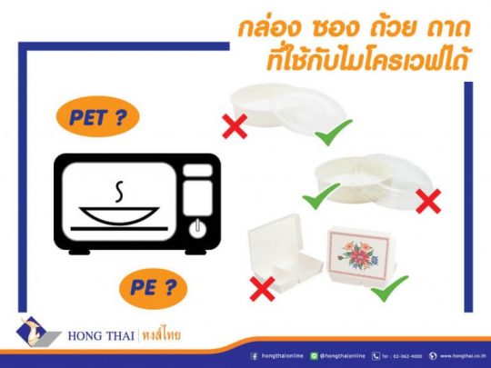 กล่อง ซอง ถ้วย และถาด ที่ใช้กับไมโครเวฟได้