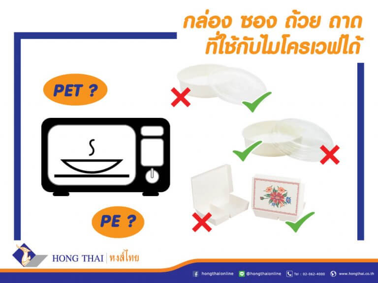 กล่อง ซอง ถ้วย และถาด ที่ใช้กับไมโครเวฟได้