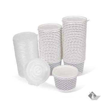 ถ้วยกระดาษ + ฝาปิด ลายไทย 8 ออนซ์