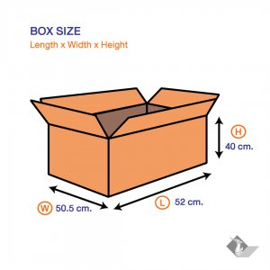 กล่องกระดาษลูกฟูก ขนาด 52x50.5x40 cm