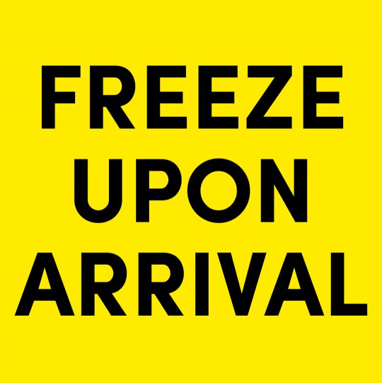 สติ๊กเกอร์คำเตือน freeze upon arrival 3x5 นิ้ว หงส์ไทย โรงงานผลิต
