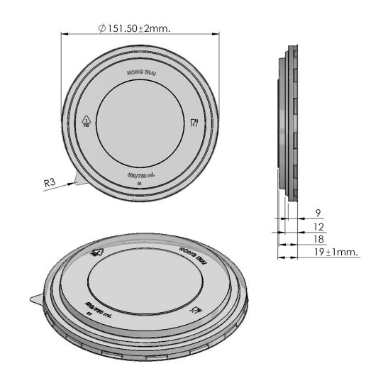 ฝาพลาสติกใส(PET) ใช้กับถ้วยคราฟท์ 500,750 ml