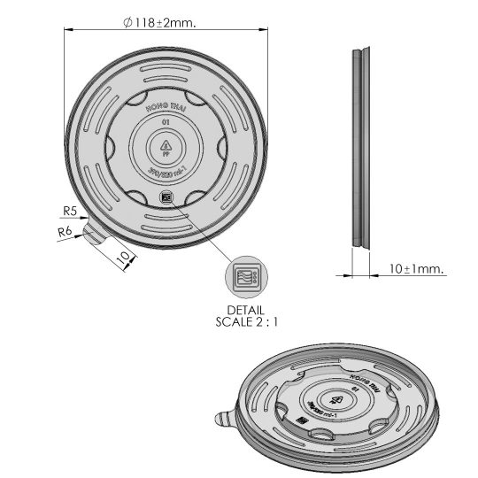 ฝาพลาสติกเรียบ ใช้กับถ้วย 12 ออนซ์