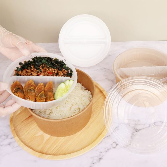 ถาดรองพลาสติกแบ่งอาหาร 2 ช่อง-3