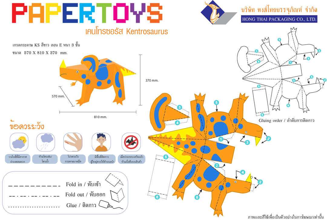 ไดโนเสาร์กระดาษ เคนโทรซอรัส Kentrosaurus