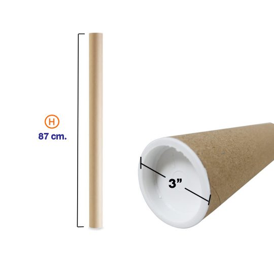 ขนาดแกนกระดาษ กระบอกโปสเตอร์พร้อมฝา