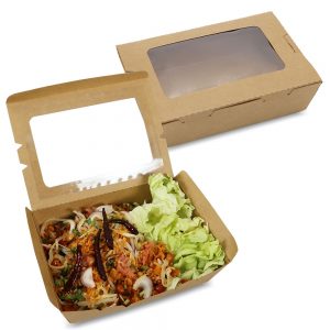 กล่องอาหาร กล่องมีช่อง กระดาษคราฟท์ มีหน้าต่าง 1600 ml