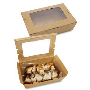 กล่องอาหาร กล่องมีช่อง กระดาษคราฟท์ มีหน้าต่าง 1200 ml