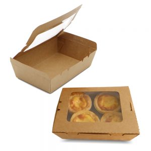 กล่องอาหาร กล่องมีช่อง กระดาษคราฟท์ มีหน้าต่าง 900 ml