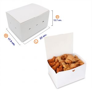กล่องไก่ทอด กล่องใส่ข้าวเหนียวหมูทอด สีขาว (Size XL)