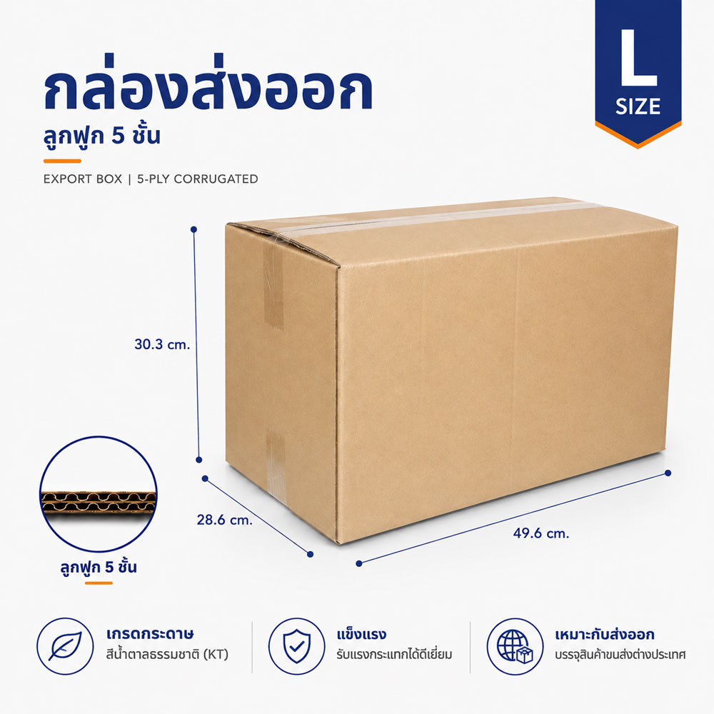 กล่องกระดาษลูกฟูก 5 ชั้น Size L
