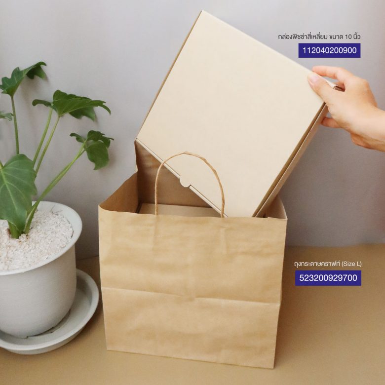 กล่องพิซซ่า 10 นิ้ว คู่กับถุงไซส์ L