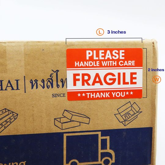 สติ๊กเกอร์ระวังแตก แบบม้วน ขนาด 2"x3"