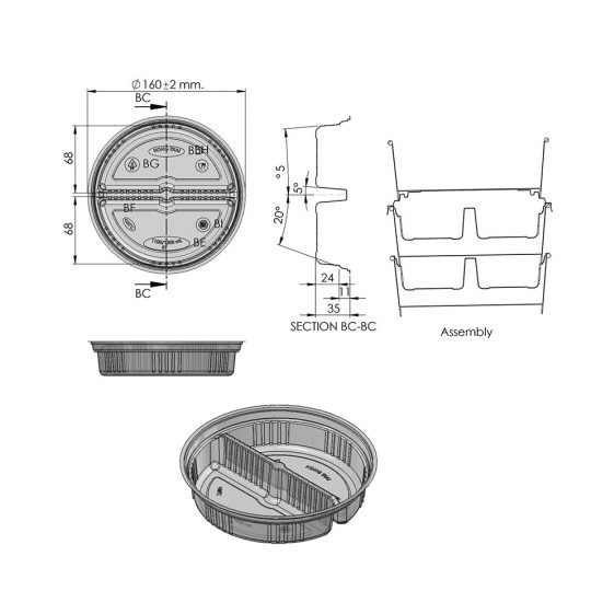 ถาดรองพลาสติกแบ่งอาหาร-2-ช่อง-dimension2