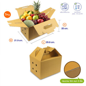 กล่องผลไม้ ไดคัทหูหิ้ว 3 ชั้น (5 กก.) กล่องผลไม้ ไดคัทหูหิ้ว 3 ชั้น (5 กก.)