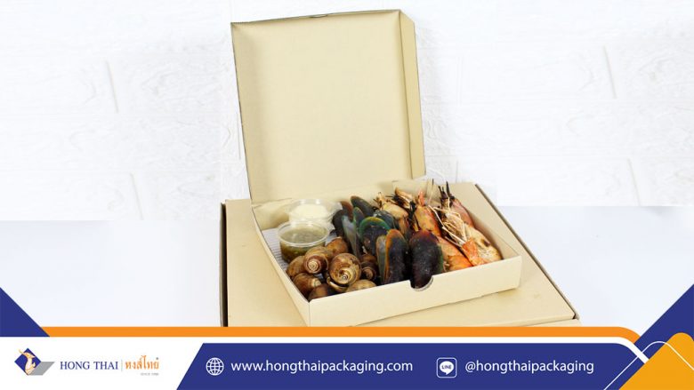 รูปทรงกล่องยอดนิยมใส่อาหารทะเลเผา-ปก