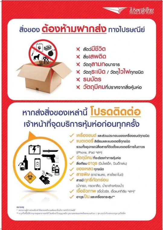 สิ่งของต้องห้ามส่งไปรษณีย์