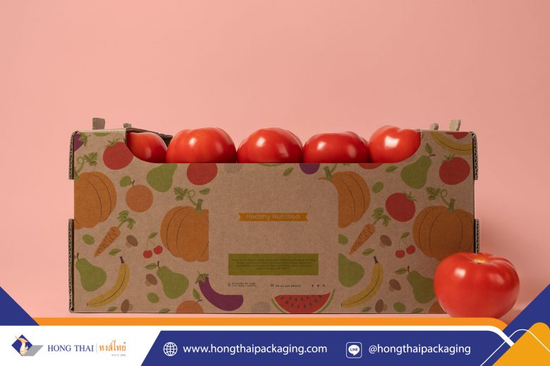 กล่องกระดาษใส่ผลไม้มีรูระบาย-หงส์ไทย