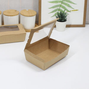 กล่องอาหาร มีหน้าต่าง สีน้ำตาล 900 ml (Size S)