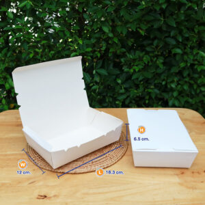 กล่องใส่ขนม กล่องอาหาร สีขาว 1200 ml (Size M)