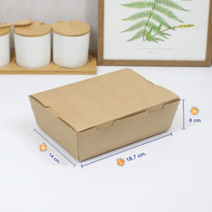 กล่องใส่ขนม กล่องอาหาร คราฟท์ 1600 ml (Size L)