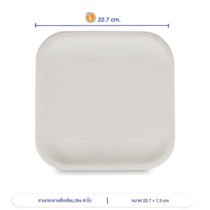 จานกระดาษสี่เหลี่ยม Bio 9 นิ้ว