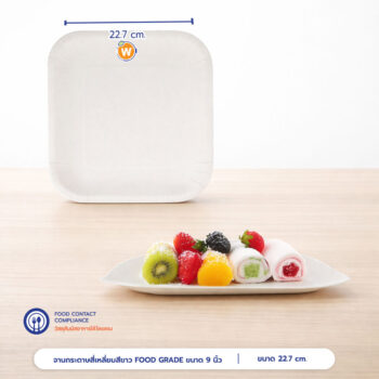 จานกระดาษสี่เหลี่ยม Bio 9 นิ้ว