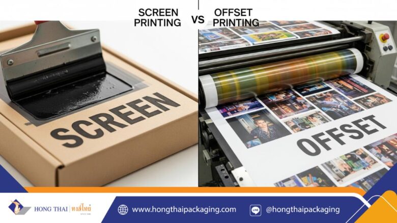 พิมพ์สกรีน vs ออฟเซ็ต ความแตกต่างระหว่างงานพิมพ์บนบรรจุภัณฑ์