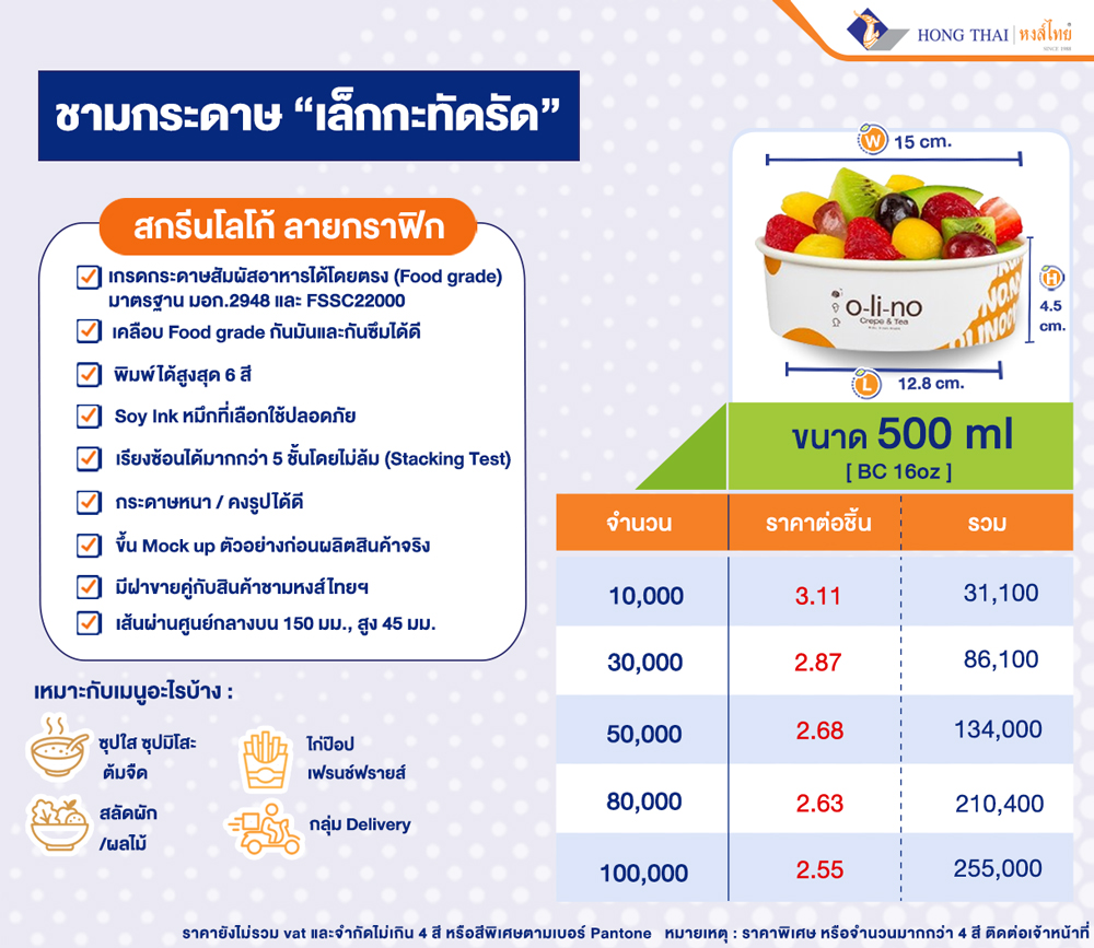 รับผลิตชามกระดาษพิมพ์แบรนต์-โลโก้-16oz-ราคาสั่้งผลิต