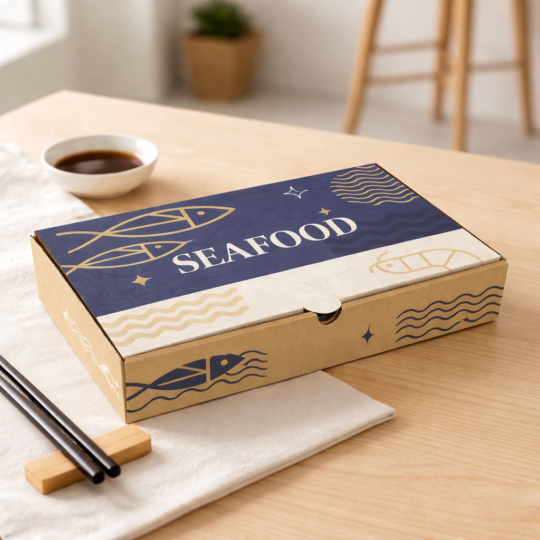 กล่องใส่อาหารทะเล พิมพ์โลโก้ พิมพ์แบรนต์
