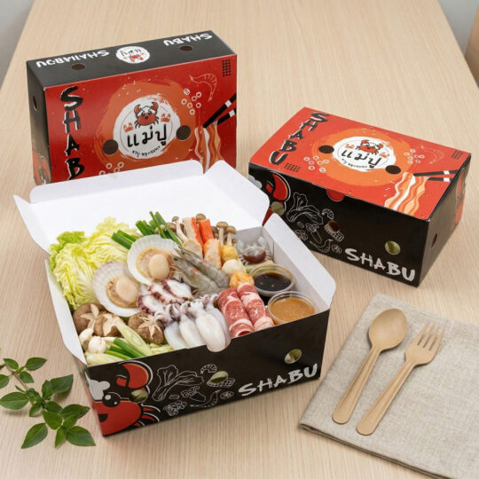 รับผลิตกล่องใส่ของทอด-กล่องไก่ทอด-พิมพ์แบรนต์-โลโก้-1