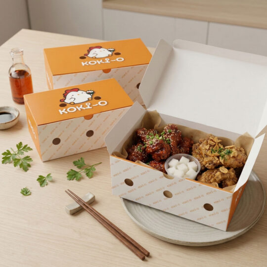 รับผลิตกล่องใส่ของทอด-กล่องไก่ทอด-พิมพ์แบรนต์-โลโก้-1